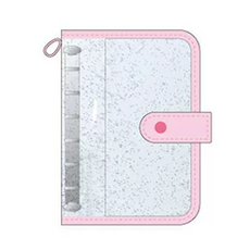 옐상 일본브랜드 글리터 투명 pvc 다이어리 씰 바인더 4종 리필용 속지 5종, 1개, 분홍색