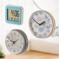 욕실 화장실 미니 흡착 방수시계 붙이는 목욕탕 벽시계 3종, 03_디지털 화이트
