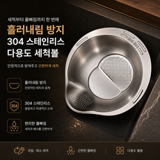 쿠코아 흘러내림 방지 304 스테인리스 다용도 세척볼