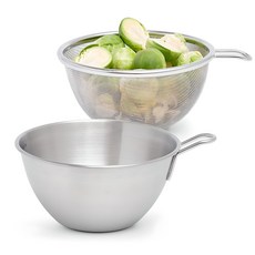 Ribbon J 新款迷你短柄攪拌盆 + 濾網 2件組, 1套, 銀色