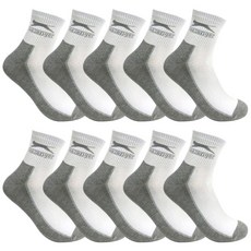 슬레진저 남자 스포츠 로고 중목 양말 10켤레, 투톤화이트, 10개