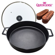 서진 퀸센스 IH 점보 뚜껑이있는 그리들팬 36cm 대형 전판 부침개 전 양수 구이팬 전골팬 그릴팬 닭갈비판 업소용 팬 판 선물용, 1개