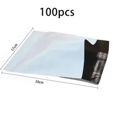 화이트 택배 가방 익스프레스 봉투 보관 메일 링 셀프 인감 플라스틱 폴리 포장 주머니 방수, 2. 100 개 17x30cm