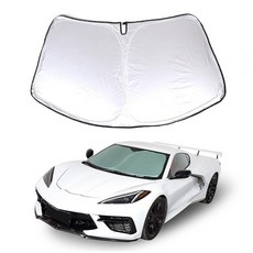 [ 1080817 ] 코르벳 C8 자동차 앞유리 햇빛 가리개 반사 폴리에스터 차단 열 및 접이식 차량을 시원하게 유지하는 2020-2024와 호환 (실버 1:1), 은색