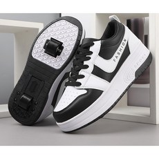 빛나는 판다운동화 바퀴달린신발 롤러슈즈 더블휠 그레이 1개빛나는 판다, 230 × 블랙 × 1개, 1개