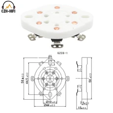 호환 6pin U6A 튜브 소켓 세라믹 밸브베이스 전원 램프 잭 RK34 VT57 2A5 6C6 1265 섀시 하단 마운트 DIY H, 02 GZC6-1