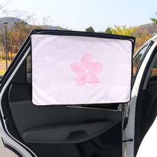 지엠지모터스 차량용 자석 양면 암막 햇빛가리개 커튼 벚꽃비, 혼합색상, 1개