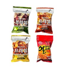 프레첼 4종모음 갈릭버터맛85g 1개 체다치즈맛85g 1개 허니머스타드맛85g 1개 열라면 매운맛50g 1개