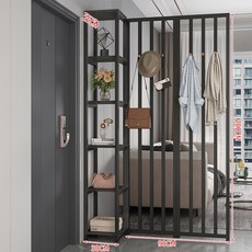 스크린 파티션 거실 출입문 차단 연철 입구 선반 모던 심플 그릴 중공 벽, 09 130Cm black rack   b