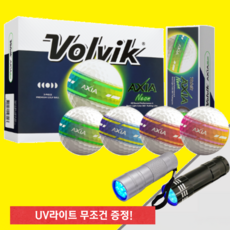 볼빅 야광 골프공 엑시아 네온 3피스 UV라이트 퍼팅라인 야간 골프 형광 선물, 화이트, 1개, 12개입