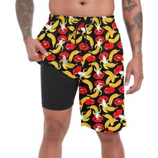 FT FENTENG 압축 안감이 있는 남성용 수영 트렁크 22.9cm9인치 보드 반바지 2 in 1 빠른 건조 해변 수영복 남성용 가슴-c S 156434