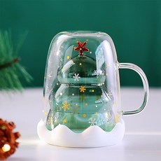 DLGG 실리콘 뚜껑 크리스마스 컵 크리스마스파티용품, 1개, 그린