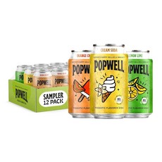 Popwell 버라이어티 팩 12개입 1세트(오렌지 크림 레몬 라임 크림 소다), Popwell 버라이어티 팩 12개입 1세트(오렌지 크