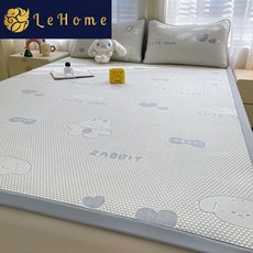 LeHome 冰豆豆涼感席, 靈萌冰豆豆涼感席-兔寶熊灰,90*200cm涼蓆+一隻枕套