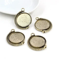 5pcs 16mm 20mm 내부 크기 회전 더블 사이드 8 컬러 카메오 카보 촌베이스 설정 매력 새로운 패션 펜던트, 01 25mm, 03 Antique Bronze