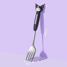 스테인리스 실리콘 포크 스푼 세트 귀여운 디자인 가정용 식기, 쿠로미 스틸 포크, 1개, 기본 색상