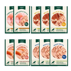 [와즈펫] 고양이 프리미엄 습식사료_생육 93%(기호성/소화) 자연그대로 수분 70%(촉촉한 식감) 필수영양제(피모/면역강화), 10개, 100g, 혼합맛