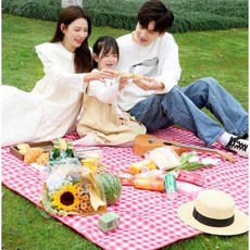 피크닉 대형 매트 체크돗자리 야외 방수돗자리 3사이즈 3컬러, 레드 L(180x200)