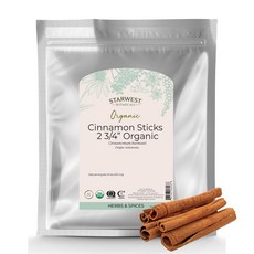 스타웨스트 보타니컬스 유기농 시나몬 스틱 통 - 차 요리 Starwest Botanicals Organic Cinnamon Sticks Whole - Spice for Tea, 1 Pound (Pack of 1), 1개