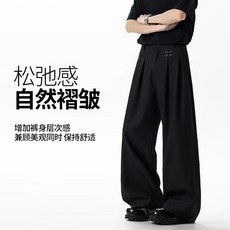 復古風直筒西褲 春季新款寬鬆休閒褲 男生顯瘦闊腿褲
