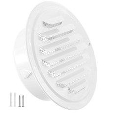 스테인리스 스틸 처마 통풍구 10.2cm(4인치) 스크린 메시가 있는 HG Power 원형 환기구 커버 벽 천장 마운트 욕실 차고 다락방 통풍구 실버, 4 inch, single pack, White