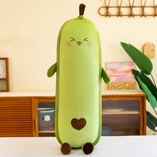 可拆洗牛油果長條抱枕 超萌毛絨玩具 柔軟舒適, 調皮款