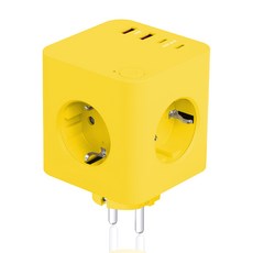 데코아르 멜로우 비비드 도킹형 멀티탭 (3구+4포트 타입) 옐로우, 1개, 77mm