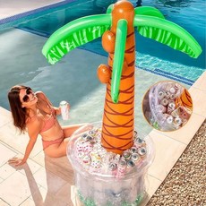 充氣椰樹造型冰桶 水上派對飲料水果冰鎮桶 聚會用, 1個