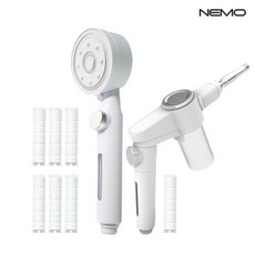 니모샤워기 NEMO 카트리나 2 in 1 필터샤워기 본품 1p + 고압세척건 본품 1p + 니모 거치대 1p + 니모 리필 필터 5p, 화이트, 1세트