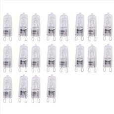 20pcs g9 할로겐 전구 맑은 할로겐 램프 어둡고 샹들리에 펜던트 조경 조명을위한 따뜻한 흰색 2800k, 60W, 투명한