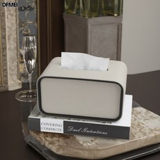 DFMEI 橢圓紙巾盒 桌面收納盒, 方圓紙巾盒-雅緻灰