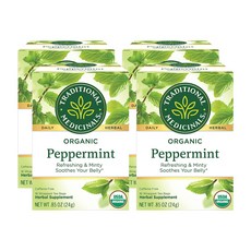 트래디셔널 메디시널스 유기농 페퍼민트 허브 티 소화 불편 (4개 팩) - 총 64 트래디셔널 메디시널스 유기농 페퍼민트 허브 티 소화 불편 (4개 팩) - 총 64개 티, 1개