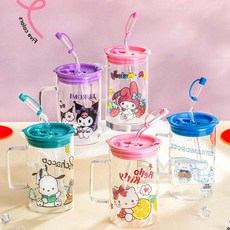 유치원생 빨대 유리컵 700ml 퍼플
