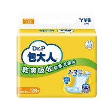 包大人 親膚防漏晚安褲 紙尿褲 (黏貼型) - 乾爽吸收 高效防漏, 1個, 替換式尿片50x24cm 28片x6包