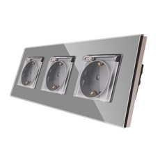 Bingoelec 소켓 커버 방수 크리스탈 유리 패널 벽 전기 콘센트 16A 홈 개선, 6) Grey3