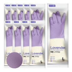 명진 홈에디션 퍼플 투톤 고무장갑 3중코팅 식품용인증(대) 10개, 대(L)