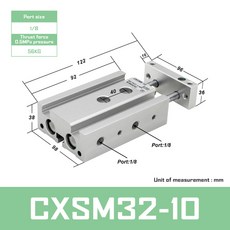 CXSM32 시리즈 이중 로드 실린더 슬라이드 베어링 공기 내장 자석, 10 CXSM32-15