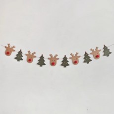 裝飾燈大師 聖誕佈置不織布拉旗，多款可選，台灣現貨, 27.麋鹿與聖誕樹, 1套