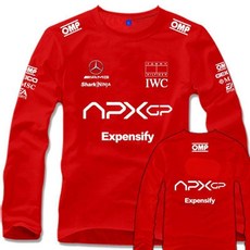 F1더무비 커스터마이징 레이싱 APXGP 레이싱 라운드티셔츠 긴팔티 맨투맨 유니폼, APX 팀 레드, 3XL 180-190CM 90 - 100kg