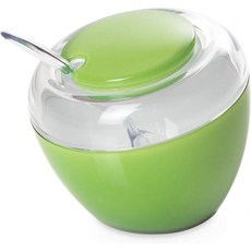 오마다 리니아 트렌디 디자인 설탕 그릇 스푼 포함 투톤 아크릴 소재 30cl 이탈리아산 분해 가능 및 식기세척기 사용 그린 컬러, 초록