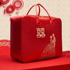 빨간색 웨딩 이불 보관 가방 휴대용 면 축하, F. 신랑 신부 (두꺼운 방수 수제 자수)