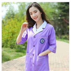 여성 미용실 유니폼 빅사이즈 약국 미용사 피부관리사 유니폼 원피스 여름 반팔 여자 간호사복 CJJ