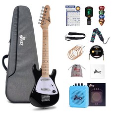30인치 미니 어린이 일렉트릭 기타 초보자 풀 세트 (앰프 포함), 1세트, 글루시 블랙, EGM106