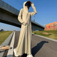 女款長版全身防曬衣 抗UV冰絲罩衫, L （80-125）斤, 原紗長袍大帽簷-漠北咖鏡片款（贈UPF50+測試卡