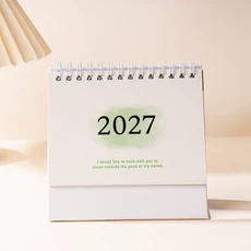 2027년 새 책상 달력 3가지 사이즈(소형 중형 대형) 영어 달력 책 연간 할 일 목록 월간 일일 플래너 시간, 1개, 06 S-Green