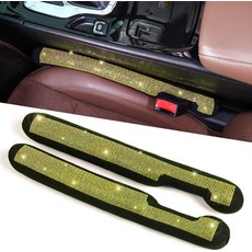 토비퀸 블링 카시트 갭 필러 자동차 SUV 트럭용 유니버설 핏 핸드메이드 크리스탈 다이아몬드 라인스톤 시트 블로커 여성용 카 액세서리 2종 세트실버, K-Yellow