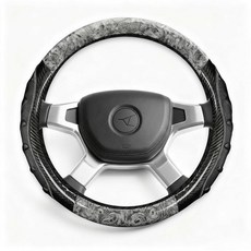 튼튼한 트럭 핸들 커버 44.5-45.7cm(17.5-18인치) 미끄럼 방지 그립이 있는 탄소 섬유 상업용 세미 트럭 버스 및 RV용 XL 휠 프로텍터 (브라운/블랙), 그레이/블랙