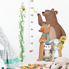 兒童身高尺牆貼 可愛動物造型壁貼 幼兒園裝飾自粘, 圖片色,特大, 圖片色