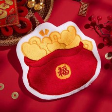 優選 新年雙魚福字可掛式擦手巾春節廚房加厚強吸水手帕喜慶紅色擦手布 副廠商品, 1個, 福罐子1條裝 擦手巾