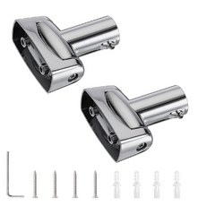 Shonmogar 2팩 샤워 커튼 봉 브래킷 나사가 있는 아연 합금 홀더 벽 마운트 브래킷 2.5cm(1인치) 곡선형 봉용 180도 회전 가능 폴리쉬 실버, Shonmogar 2팩 샤워 커튼 봉 브래킷, 나사가